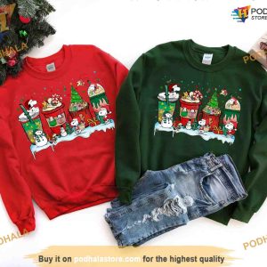 Snoopy Coffee Cup and Peanuts Christmas Sweatshirt X Mas Dog Shirt 3