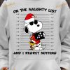 Snoopy's Naughty List Xmas Lights Shirt, Regret-Free Holidays
