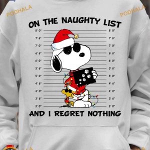 Snoopy's Naughty List Xmas Lights Shirt, Regret-Free Holidays