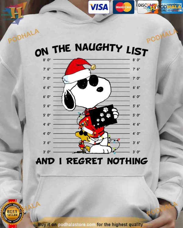 Snoopy’s Naughty List Xmas Lights Shirt, Regret-Free Holidays
