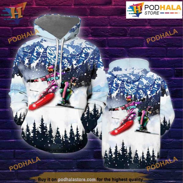 Snowboarding 3D Funny Hoodie Christmas, Xmas Gifts