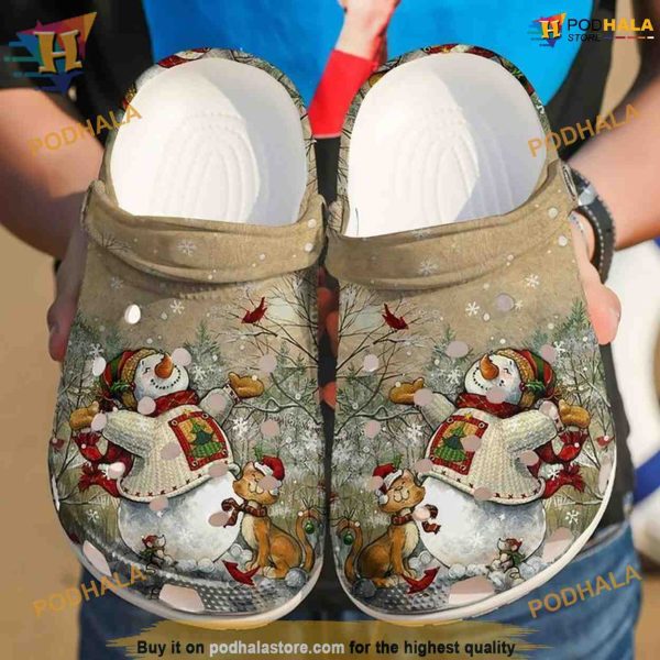 Snowman Cat Christmas Crocs, Funny Christmas Gift Ideas for Cat Lovers