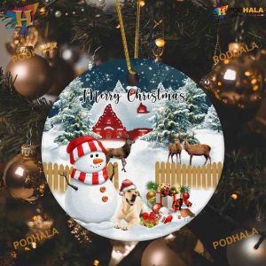 Snowman Dog 2023 Xmas Ornament, Friends Christmas Ornaments, Ceramic Decor