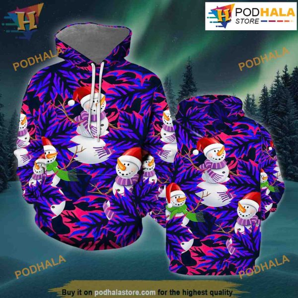 Snowman Leaves 3D Funny Hoodie Christmas, Xmas Gifts