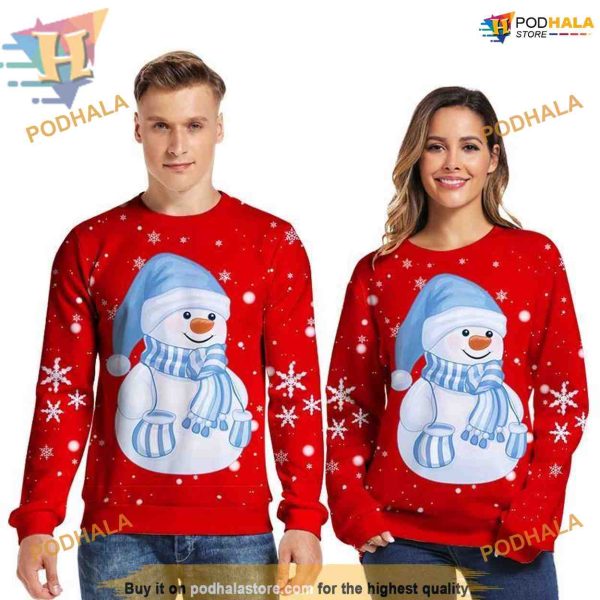 Snowman Pattern 3D Christmas Sweatshirt 3D Hoodie, Funny Xmas Gifts