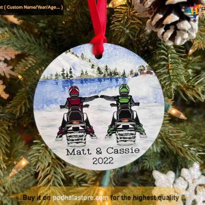 Snowmobile Couples Ornament, First Christmas Custom Keepsake