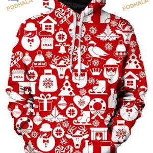 Snowy Delight Christmas Hoodie, Creative Funny Xmas Gift