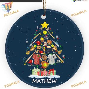 Softball Custom Christmas Tree Ornament, 2023 Sports Theme Decor