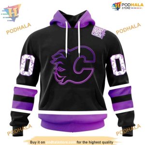 Special Black Hockey Fights Cancer Kits NHL Calgary Flames Hoodie 3D 1