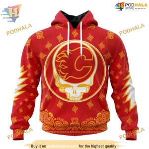 Special Grateful Dead Design NHL Calgary Flames Hoodie 3D Sweatshirt 1