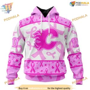 Special Pink October Breast Cancer Awareness Month NHL Calgary Flames Hoodie 3D 1
