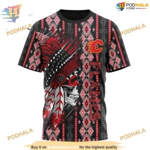 Special Skull Native Design NHL Calgary Flames Hoodie 3D Sweatshirt 3