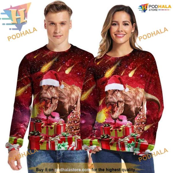 Spitfire Dinosaur Xmas Sweatshirt 3D Hoodie, Funny Christmas Gift Ideas