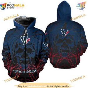 Spooky Style Houston Texans 3D Hoodie Pumpkin Skull Sweatshirt 2