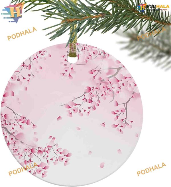 Spring Floral Cherry Blossoms Ornament, Custom Family Ornaments