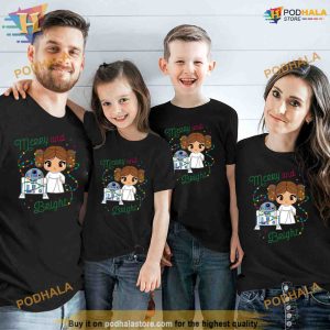 Star Wars Princess Leia R2D2 Cute Christmas Merry Bright Shirt