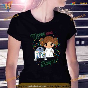 Star Wars Princess Leia R2D2 Cute Christmas Merry Bright Shirt 2