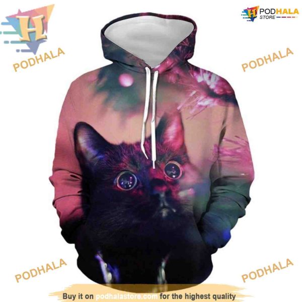 Starry Cat 3D Xmas Hoodie, Funny Christmas Gift Ideas