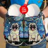 Starry Night Pug Artistic Custom Clog Crocs, Dog Lover's Pick