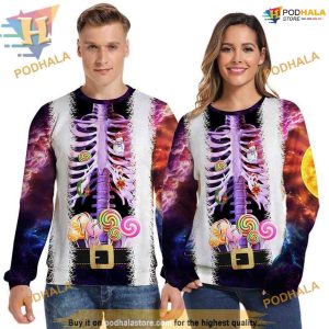 Starry Skeleton Christmas Sweatshirt 3D Hoodie, Creative Xmas Gift