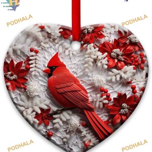 Starry Snowflakes Cardinal Ornament, Family Tree Decoration