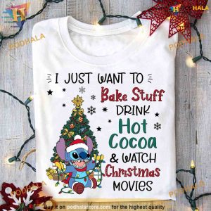Stitch's Santa Hat Bake Xmas Shirt, For Holiday Treat Lovers