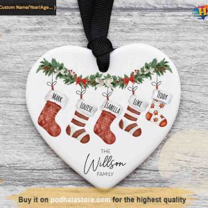 Stockings Full of Love Personalized Family Christmas Ornament, Home's Heart