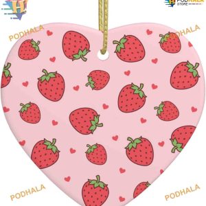 Strawberry Red Fruits Heart Ornament, Personalized Family Ornaments