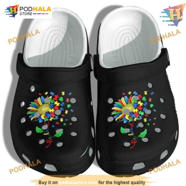 Sunflower & Autism Awareness Crocs, Colorful Christmas Gift Ideas