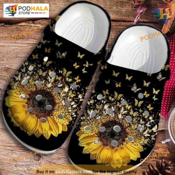 Sunflower Butterfly Mothers Day Crocs, Sunflower Breast Great Christmas