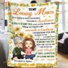 Sunflower Mom Love Personalized Blanket, Christmas or Birthday Gift