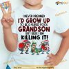 Super Cool Grandson T-Rex Santa Hat Shirt, Funny Christmas Shirt For Family
