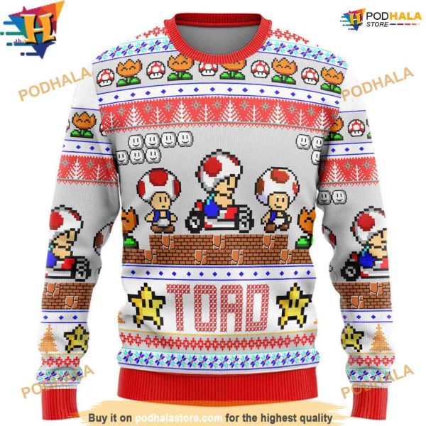 Super Mario Toad Funny Sweater, Creative Christmas Gifts for Gamers
