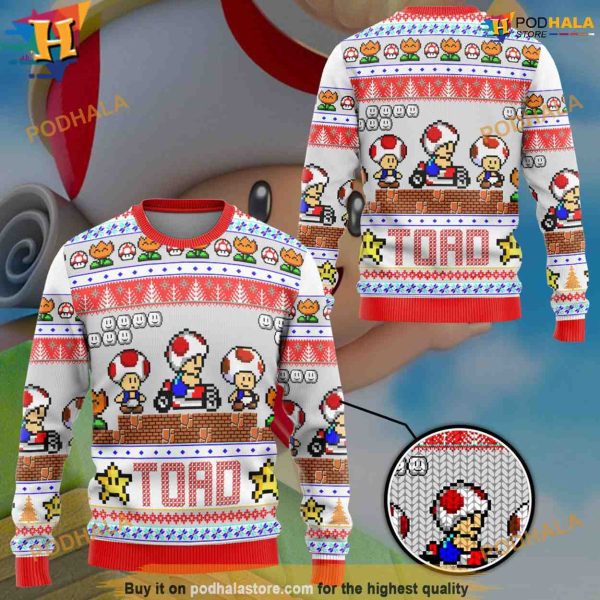 Super Mario Toad Funny Sweater, Creative Christmas Gifts for Gamers