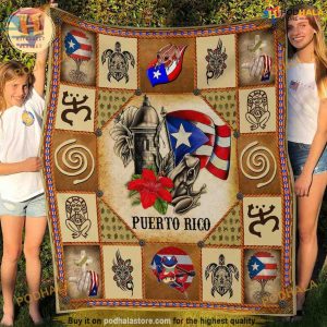 Taino Symbol Heritage Puerto Rico Fleece Blanket, Creative Christmas