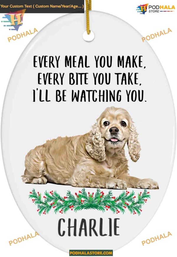 Tan American Cocker Spaniel 2023 Ornament, Personalized Puppy Owner Gifts
