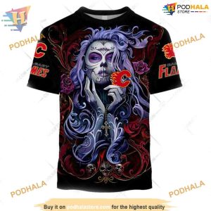 Tattoo Girl Artwork 2023 Unisex NHL Calgary Flames Hoodie 3D Sweatshirt 2