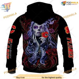 Tattoo Girl Artwork 2023 Unisex NHL Calgary Flames Hoodie 3D Sweatshirt 3