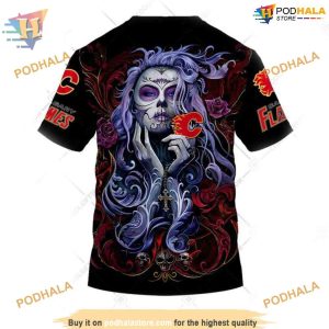 Tattoo Girl Artwork 2023 Unisex NHL Calgary Flames Hoodie 3D Sweatshirt 4