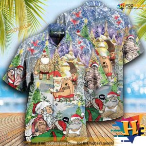 Tattooed Santa Christmas Aloha Shirt, Santa Hawaiian Shirt