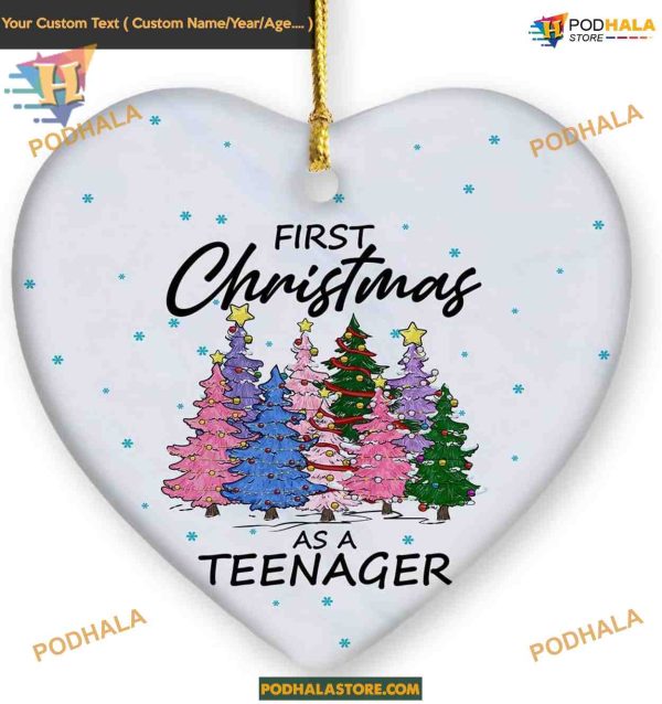 Teenager’s First Christmas 2023 Ornament, Custom Christmas Ornaments