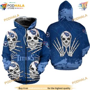 Tennessee Titans Hoodie 3D Skull for Halloween Titans Apparel Graphic 2