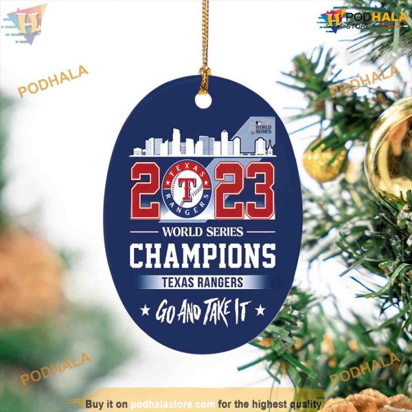 Texas Rangers 2023 Oval Ornament, Family Christmas Ornaments, Series Champions