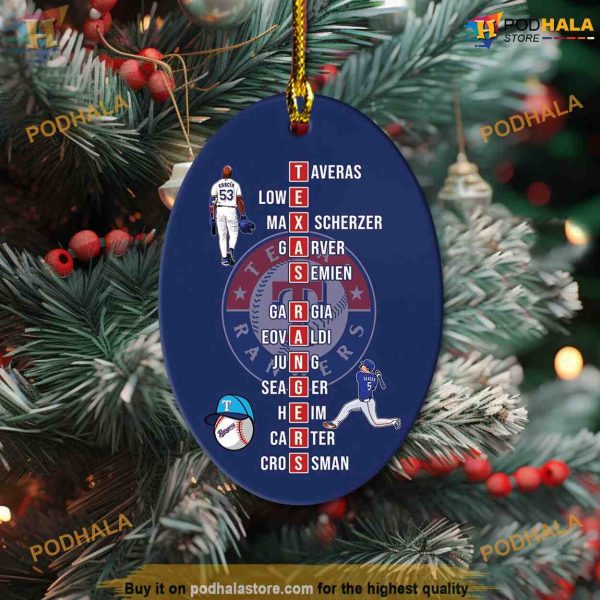 Texas Rangers 2023 Oval Ornament, Family Christmas Ornaments, Series Champions