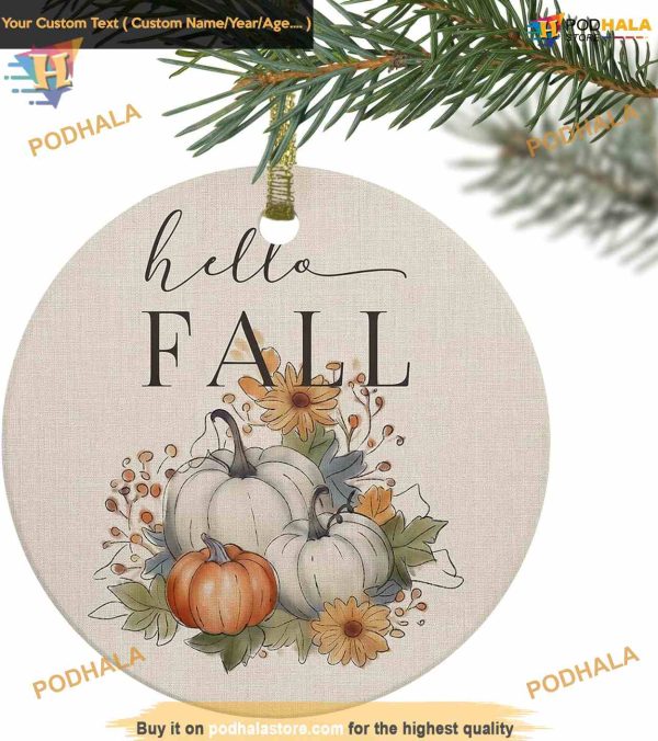 Thanksgiving Fall 2023 Grey Orange, Personalized Family Ornaments