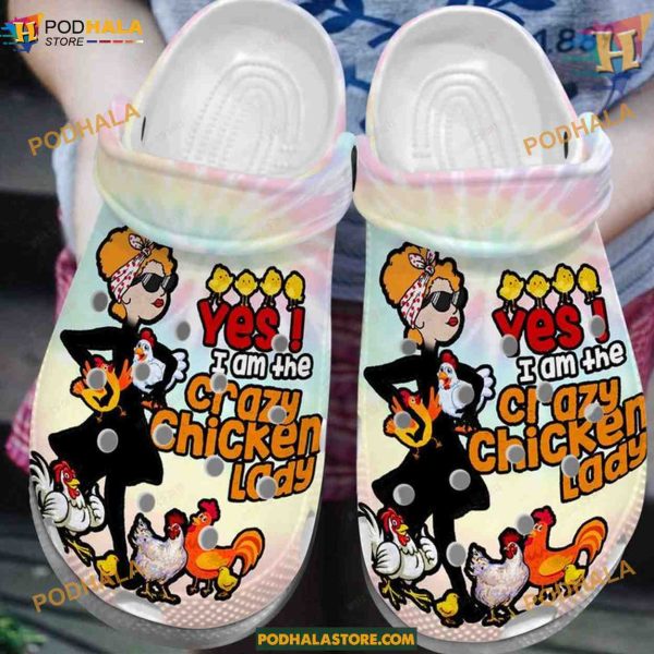 The Crazy Chicken Lady Classic Crocs, Unique Gift Clogs for Her