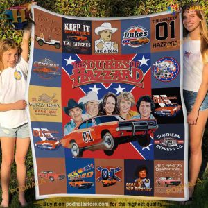 The Dukes' Classic Car Chase Fleece Blanket, Funny Christmas Gift Idea