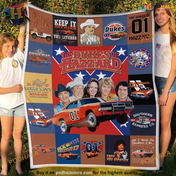 The Dukes’ Classic Car Chase Fleece Blanket, Funny Christmas Gift Idea