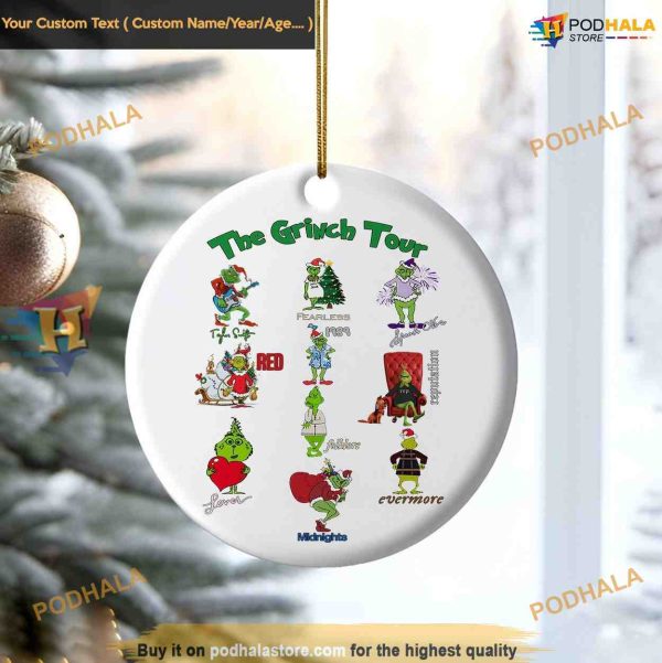 The Grinch Tour Era Decor, Taylor Swift Inspired Christmas Ornaments