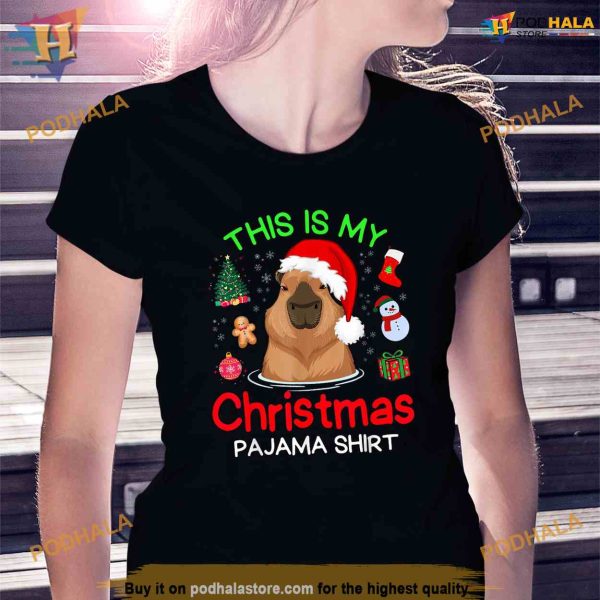 This is my Christmas Pajama Funny Capybara Xmas pjs Shirt